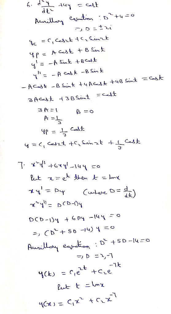 6. d tuy Aurillary Cauntion :D+u=0 Sinzt 4c = C, Ce82t A Cest + B Sint 4= -A Sint +B Cadt -B Sint 4= - A cadt - ACast -B S
