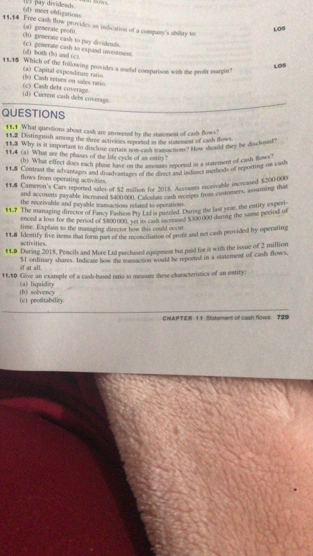 LOS e pay dividends (d) meet obligations 11.14 Free cash flow provides an indication of a companys ability (a) generate prof