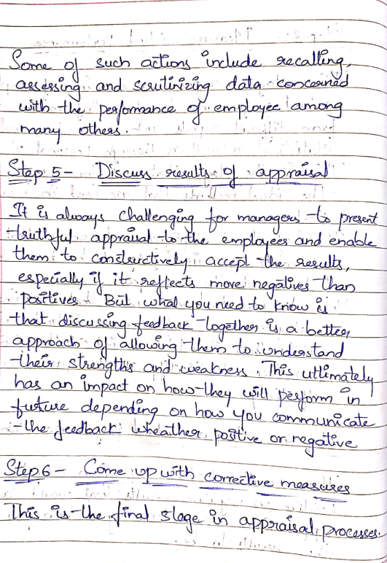 Some of such actions include recalling assessing and scrutinizing data concerned - with the performance of employee among man