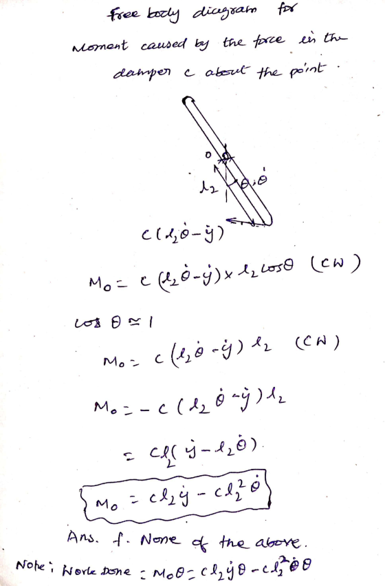 y free booky diagram for Moment caused by the force in the damper e about the point . eldo-ý, El Moze (40%) x 22050 (ew) los