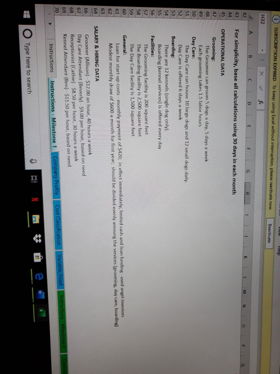 View Help i SUBSCRIPTION EXPIRED To keep using Excel without interruption, please reactivate now. Reactivate H32 X : B for D