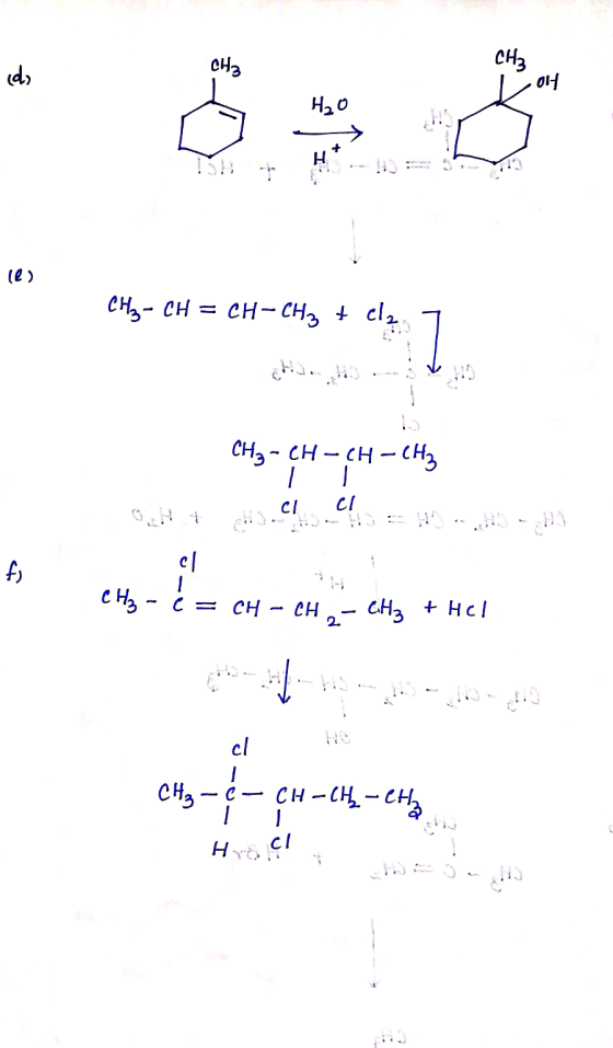 CH3 CH₃ Но А Я, (2) (2) CH3 – CH = CH – CH3 + clz CH3 - CH - CH - CH3 . . . c. cг Е, с/ ң, - сн. - t = cң – ен , - сня + Hс!