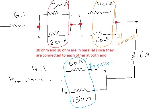 フ 3L 30 ohm and 20 ohm are in parallel since they are connected to each other at both end 51 15o1