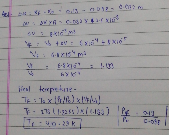 0.13 0.098 = 0.032 on = xf - Yo m AV DUYA=0.032 X 82.5X103 OV = 8x105 m3 V = Vo tov = 68104 + 8X105 VE : 6.88104 m3 Vf = 6-88