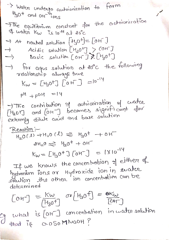 water undergo autcionization to form H₂ot and onions the equilibrium constant for the actoionization of water kw is 10th cet
