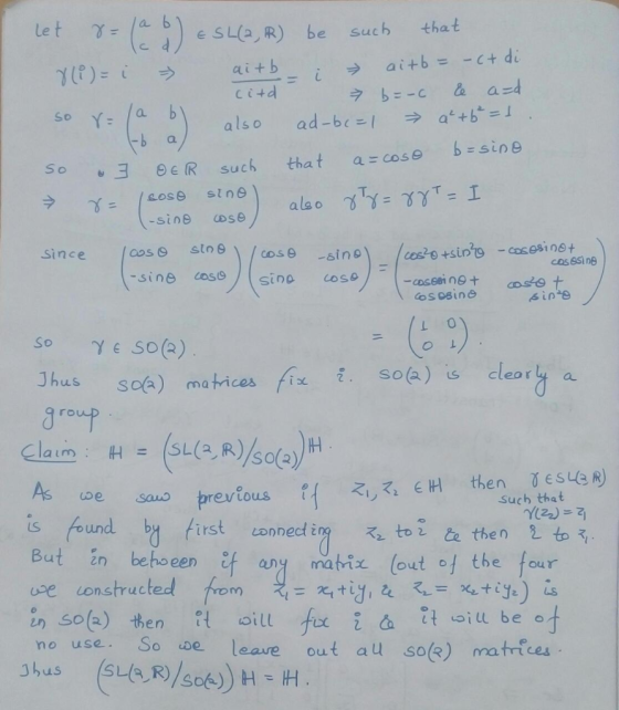 Let γ :).SUg.ต) be such that so Y a. a. so ㄴョ 0cR such that a=cos e b sine T. stne / cos -sin sine sino os Since cosesing sin