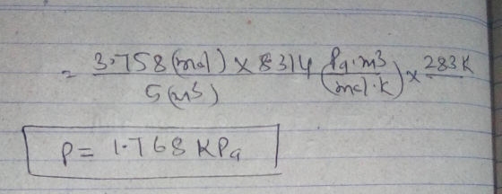 283 K 3.758 (md) x 8314 lgim3 SAS) (onclik P = 1.768 K Pa