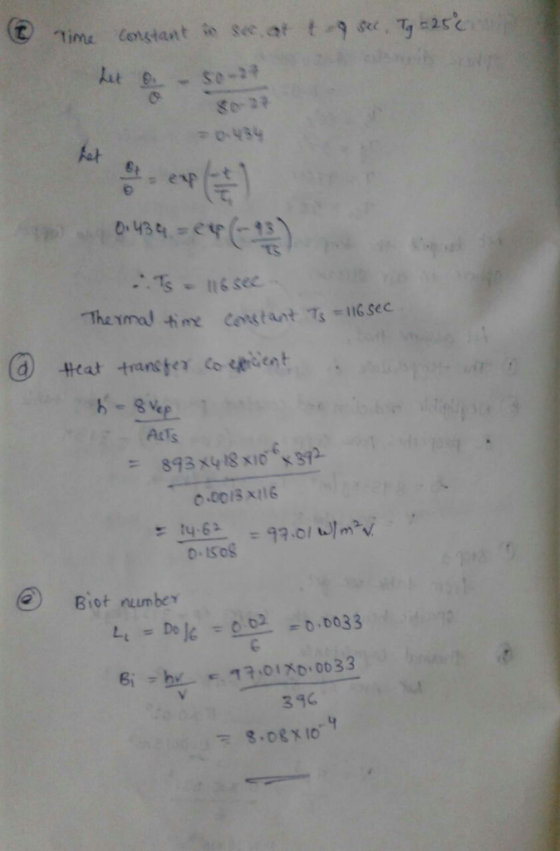 Thaymal tme Constant Ts -16sec Acts ะ 893x48x16x372 o ISos Biot number 390