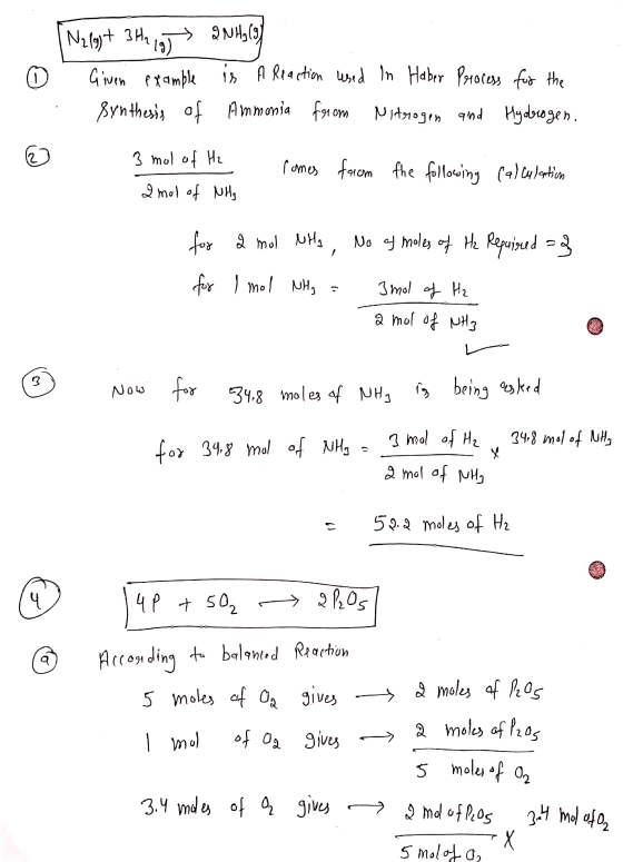 | N2(g) + 3H2 19 2NH₂ (9) . Given example is A Reaction used in Haber Process for the Synthesis of Ammonia from Nitrogen and