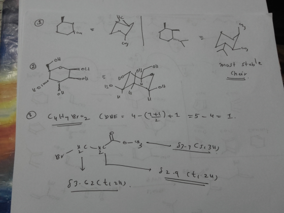 الا most stable Chair 2. o - old Kow Ta T ③ Cu Hq Brog (6 BE = 4 (2+1)+ 1 = 5-4 = 1. - 83-7 csi34) 82.9 ct, 24) 83.62 (tially