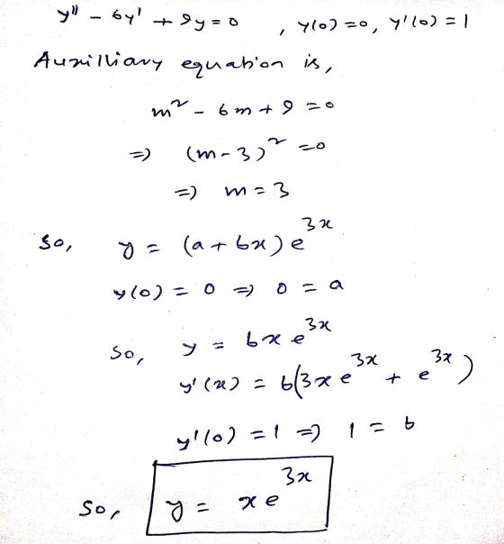 у? – 64 + Ууго (o) ao, (s) = 1 1 Aurilliary equation is, w. km + 9 =o (м - 3) о =) с 2 Sо, 2- (a+bx) е у (о) - а) O - а 3 Lх