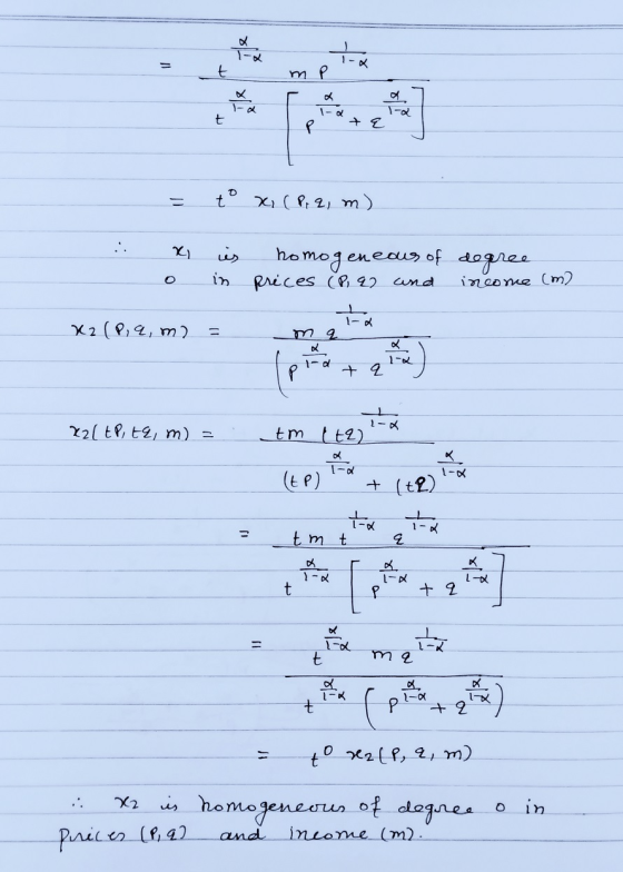= t xi (Pr q, m) x o is in homogeneous of degree prices (P. 92 and income (m) K2 (p, q, m = m qe X2ltp, te, m) = . tml - t