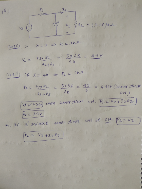 (ii) RS WW is & RL = (1 + Ek casei :- {=0 RL = 12 = 5x Ik = V = 2.50 VSX RL RhIRS case ii) if &= 40 RL = 5k Va = VSXRL = 5x5K