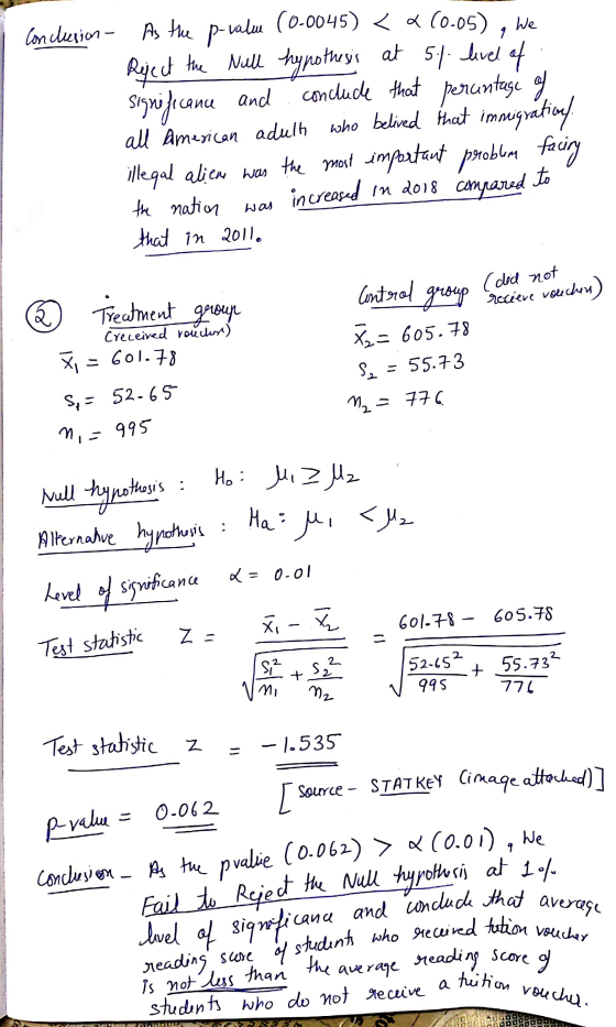 level of significance and concluch that average 9 conclusion - As the p-value (0.0045) < x 10.05) , we Reject the Null hypoth