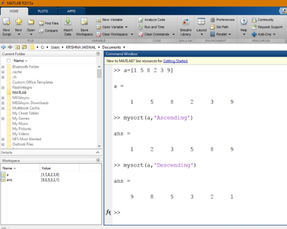 MATLAB R2015a PLOTS O Preferences Set Path Parallel New Variable Analyze Code Find Files M 2 Open vanable▼ Ciear Workspace e