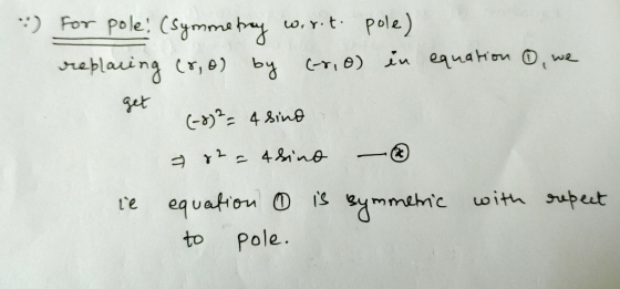 :) For pole! (Symmetroy wort pole) replacing (8,0) by (-2, 0) in equation o, we get (-8)2 = 4 sino arhatsino - ie equation is