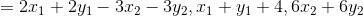 = 2.01 + 2y1 – 3.02 - 3y2, 11 +41 +4,602 + 6y2
