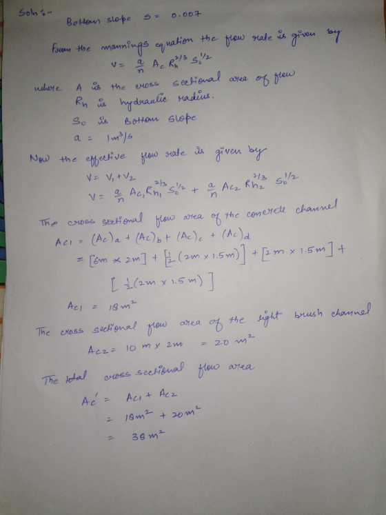 twom the wavm。ngS ea , ua lien the Rh is hy dsaulic radius rm The croes geet, eval hemo area % the cen erde chan ~l チち巳. 내사 b