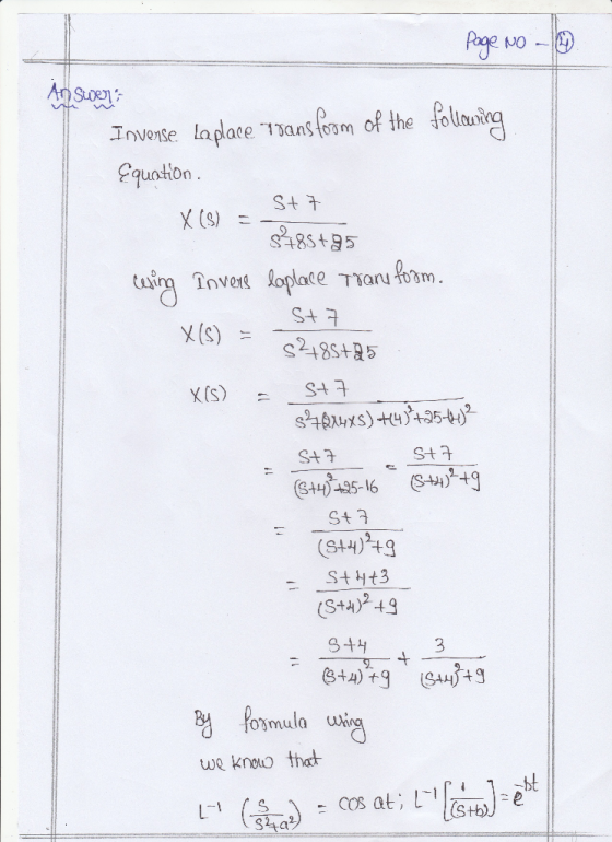 fuO oUcun Invonse Laplace aom Equatton 185+95 ti Tnvont 31Y) X (S) St 2 uwe knoo that (s+b