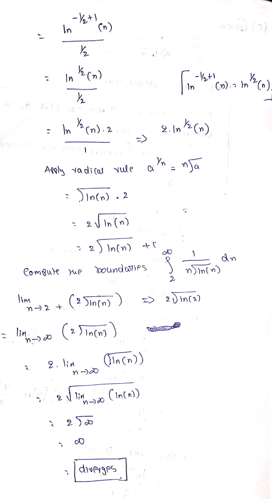 L -1+ (2). In = In Wind 2 2 .1n %? (m) Apply radical rule atoa nja Sincn) oz = evinin ! 2) inen) to Compute the boundaries an