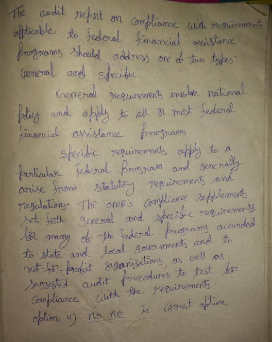 . audit report on compliance with requirements to federal financial assistance address one of two types: The I applicable Pro