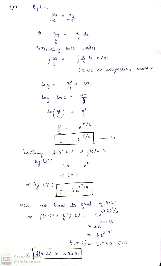 (c) Bylves & dy = 7 de 2 Integrating both sides u dx + enc ic is an integration constant 2 + enco eny = eny-ene = en (4) - Th