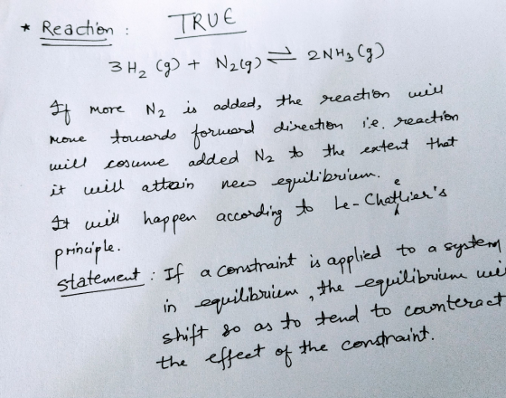 Reachen TRUE 3 H2 N2lg) 2NH C more N2 is added, the reachen u touardo toruard deaten e. reactitbn Moue uit added N2 o the ext