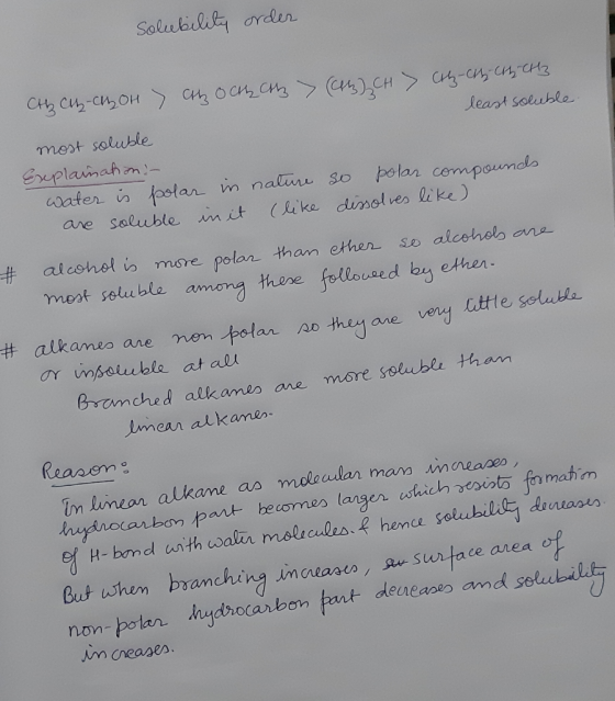 leant soluble mert soluble Explamahm so polar compoundd ane soluuble mit (like dinot ves like) 井alcohol more Polan than ethen