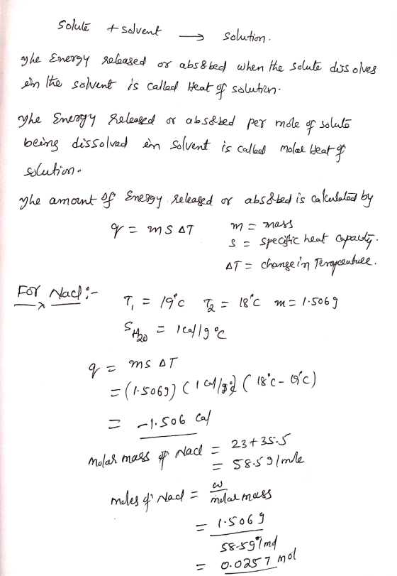 solute t solvent solution. yhe Energy released or abs&bed when the solute dissolves en the solvent is called Heat of solution