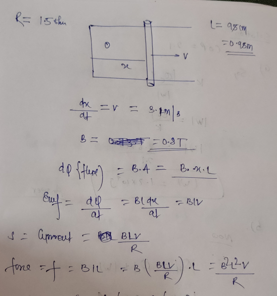 R= 1.5thu L = 980m = 0.98m V dre at - V - ܝ ܙܐ -3 8 . B = cazut -0.8T B. N. L - B.A = Coxs all - Blare BIL do {flere Buy ag s