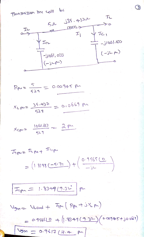 TransmissAn line cwill be sr ;35. 4372 IL Ammo Il y Ic, Ich 11001-0033 -31061,033 (-j2 pu) (مم-از-) | Reput = 0.00945 Pu - X