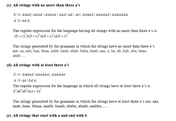 (c) All strings with no more than three as S3 AaaAaAaAAAAAAAQA a Aa AaaaAaAaAaAAAAAAA A3 A4 € The regular expression for the
