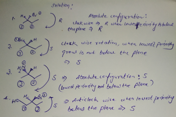 solution. 1. H80 Absolute configuration : clock wire & R when lowestperiority is beloul the plane R S clock wise rotation, wh