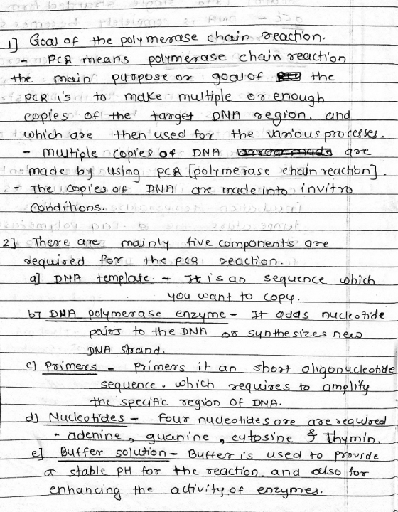 1 Goal of the polymerase chain reaction. 50- PCR means polymerase chain reaction o the main puopose or goal of go the ** PCR