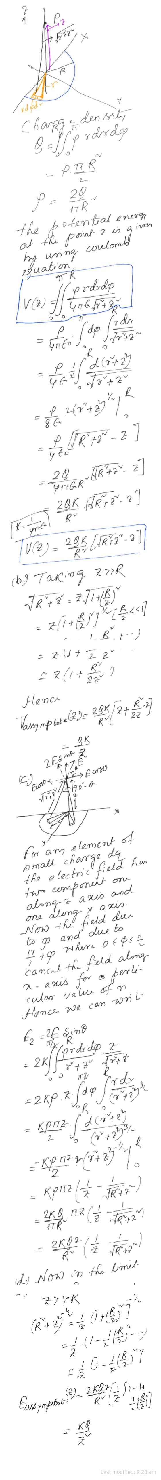 Charge den sily erdrde = P. TER € 29 I - HR the potential energy at the pointa is a by using corelomb corelomb equation y — г