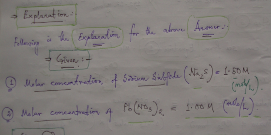 - Explanation Following in the Explanation for the above Answers - Giver :- © Melan concentration of Soum Sulfode (Na,s) - 1: