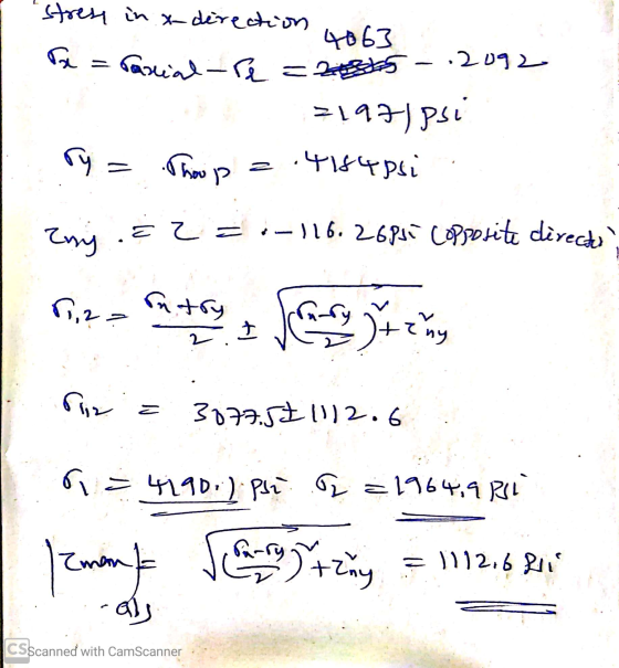 stress in x-direction 4063 r = rasial-re=20st.2092 =197) psc ry Thoup .4184psi eny .. ح .-116.2685 Copposite directo hira ent