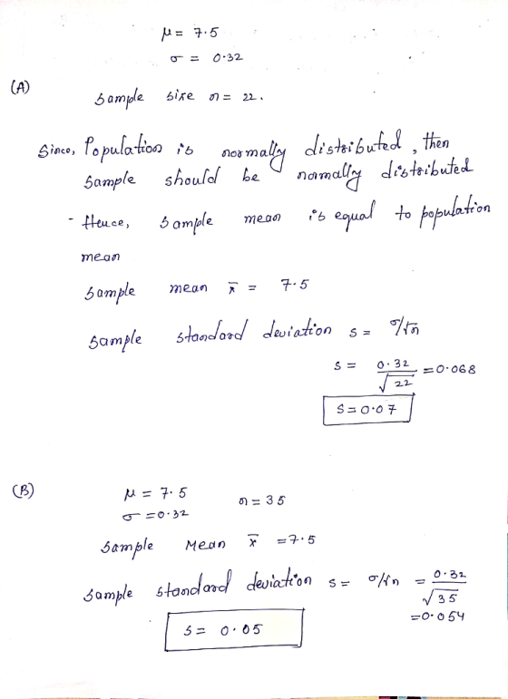 0.32 5rnco, lo pula tto0 b 20 Sample shoule benamall dibtrhued Htuce, Sample mean 6 2.2 CB) の=35 amble 35 5= 0.05