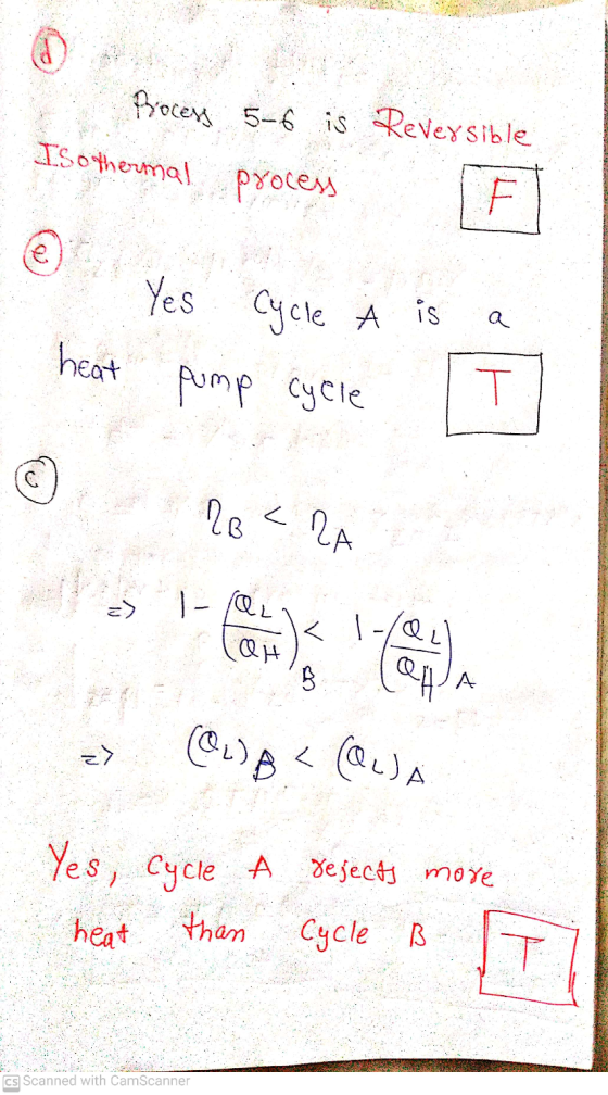 Process 5-6 is Reversible Isothermal process @ Yes Cycle À is a heat pump cycle T no < RA => 1 - AL Catalunya z> (@L) B < (QL