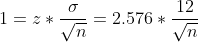 12 1= 2* = 2.576 * vn