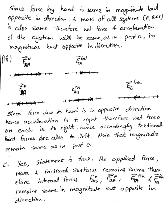 Sinve orce by hand s same in mogmite uu 뤼A TA Ai TB BA AG Since force deue to hae oppositk. direchion hence accelerathon s nq