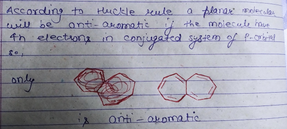Huckle rente According to a Planar molecular will be conti-oxumetie j the molecule have an elections in conjugated system of