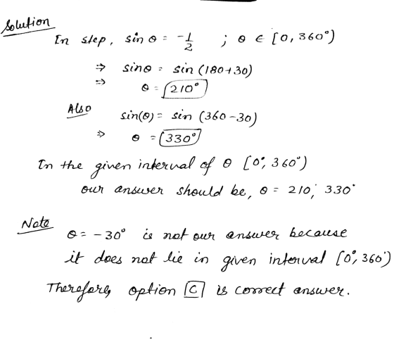 solution In step, sin o = NN joe (0, 360°) 2 Also sino sin (180+30) 0 - 12100 sin(0) = sin (360-30) = (330° ginen internal of