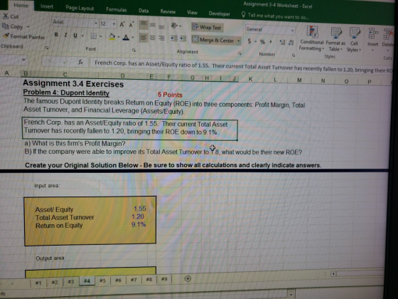 A- Cells Assignment 3-4 Worksheet - Excel Home Insert Page Layout Formulas Data Review View Developer Tell me what you want t
