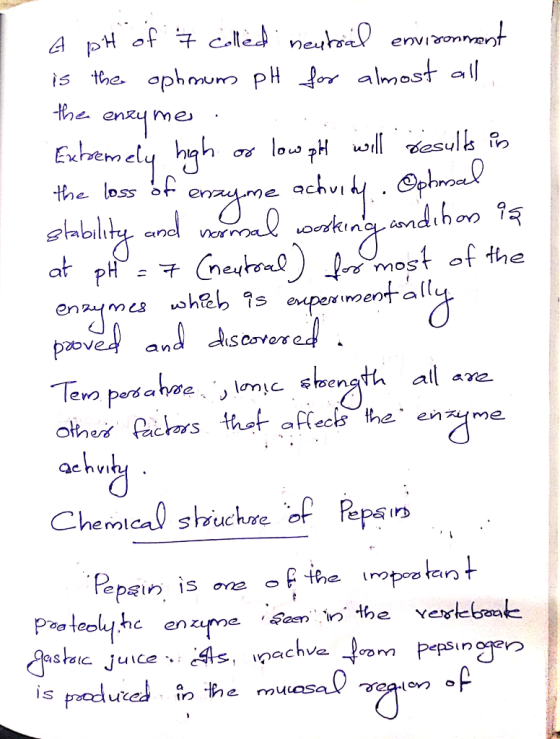 A pH of 7 called neutried environmant is the ophmum pH for almost all the enzy me will Tesults in low phH Eshrem ely hgh achu