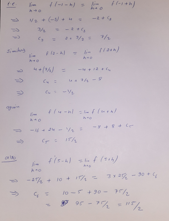 il fl-1th) sim +/-1-h) = sim hyo 1/2 + (-3) + 4 = -2+ 3/2 = - 2 + (z C = 2 + 3% = 7/2 v > - Im fl-h) - lin f (246) hto ho -