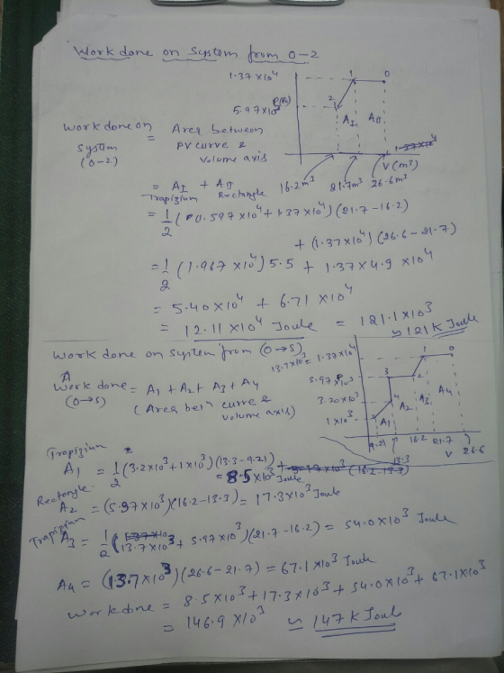 Work done on system from 0-2 1.37XL04 5.99x180) A A work done on system (0-2) Arer between PV curve & Volume axis is ta ģ Tue
