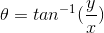 heta = tan^{-1}(rac{y}{x})