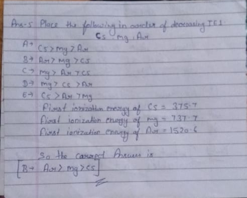 Angus Place the following in col ch deoccasing IEL cs mg, Art 1 (57 mg 7 Av 8 for mg 765 C My > A CS Da mg7 cs > AG Et Cs > A