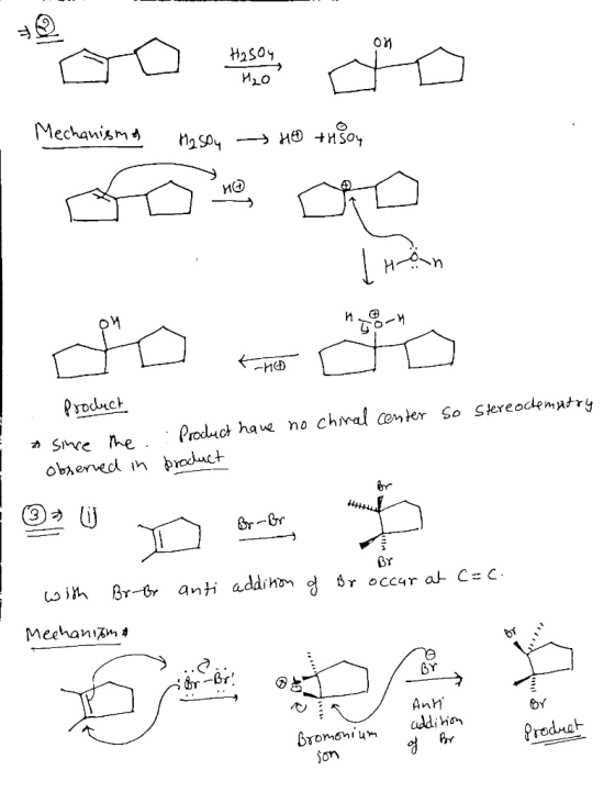 ОМ Hasoy H₂O Mechanismos Hason - HED +n soy K-M0 Product & since the . : Product have no chinal center so stereochematry obse